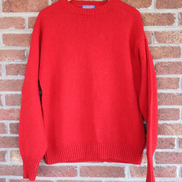 Pendleton Red Wool Sweater *100% Shetland Pure Virgin Wool * Mens Medium Vintage - Picture 9 of 16